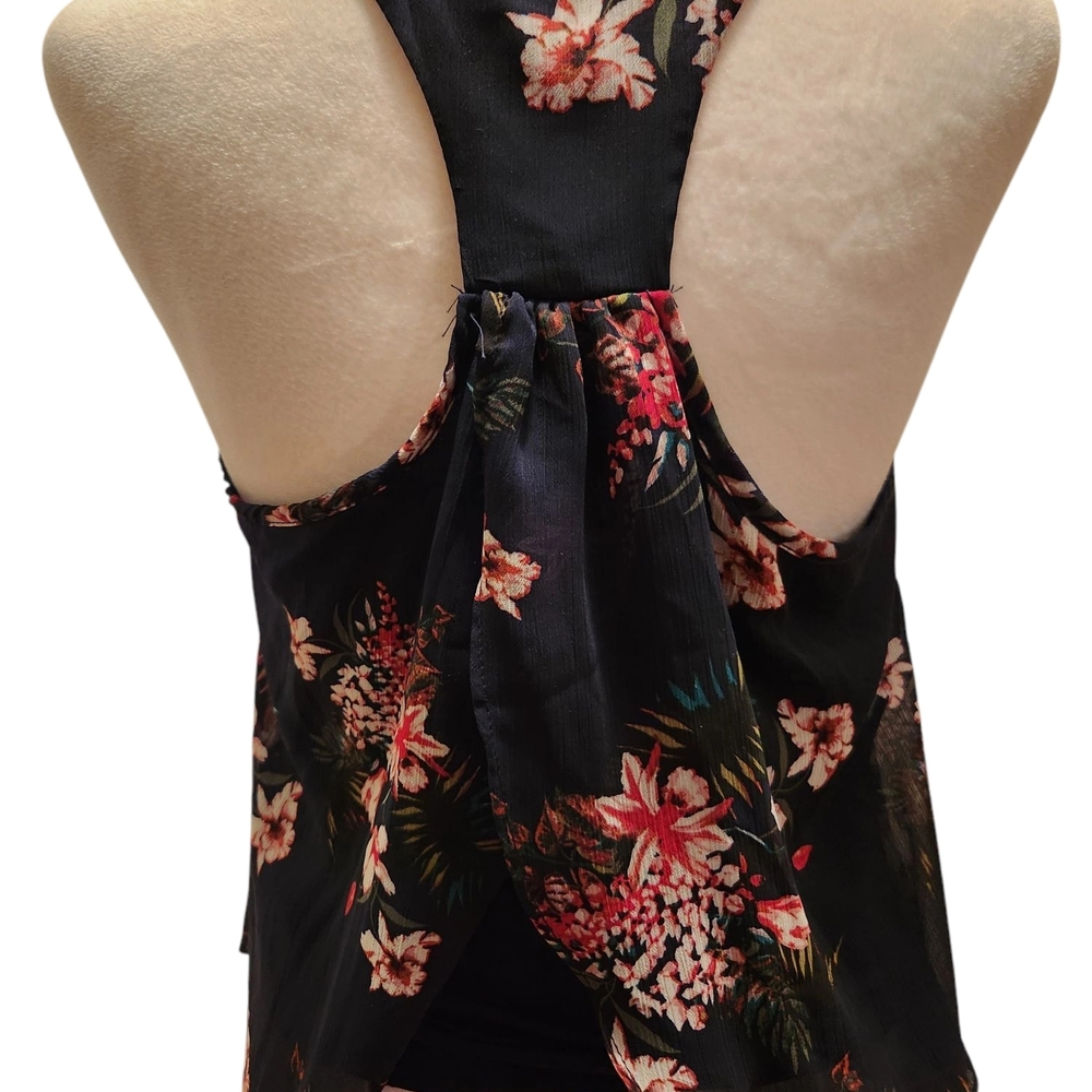 Navy and Pink Halter Pleated Top